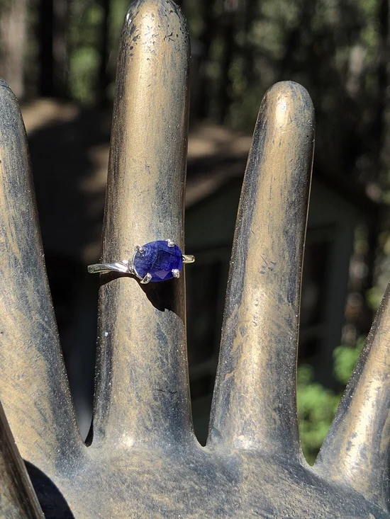 Sapphire 6k Natural Cushion Cut Sterling Ring Sz7.25 - Picture 3 of 6